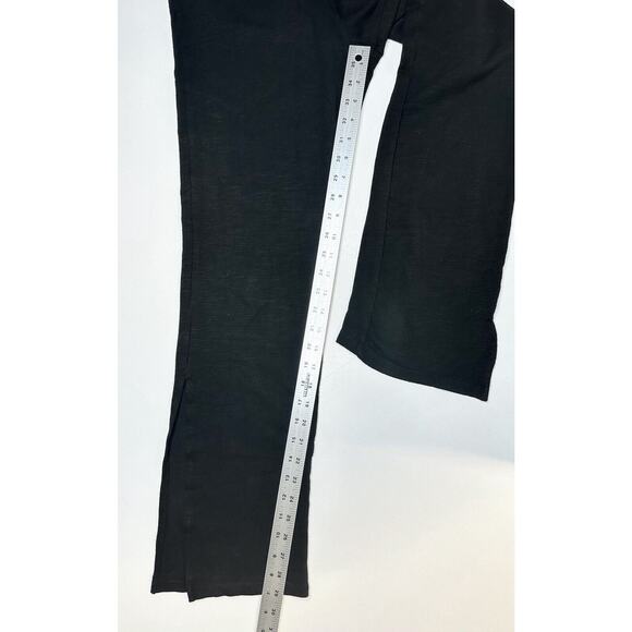 Monrow Pants Womens Small SuperSoft Straight Black Knit Pull On Split Hems Cozy - Picture 10 of 12